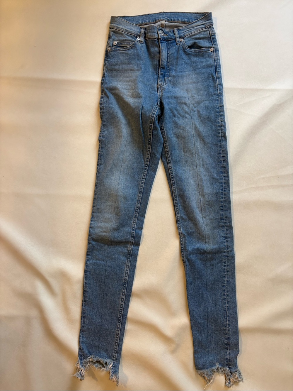 Cheap Monday Frayed Hem Women's Blue Slim Fit Jeans